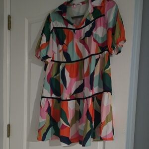 Multicolor Leaf Pattern Dress